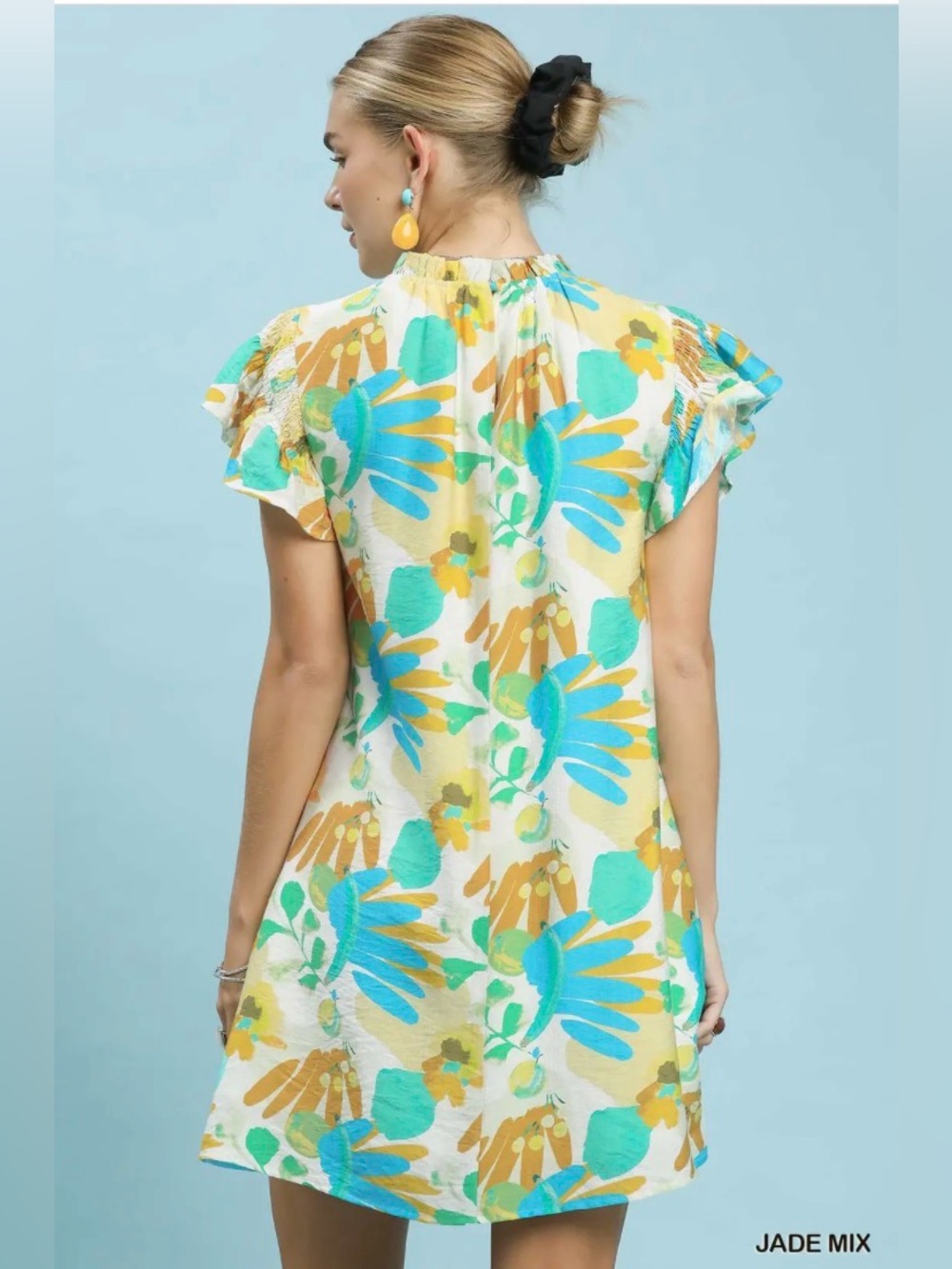 Umgee Ruffled Botanical Print Mini Dress🆕 - Picture 5 of 7